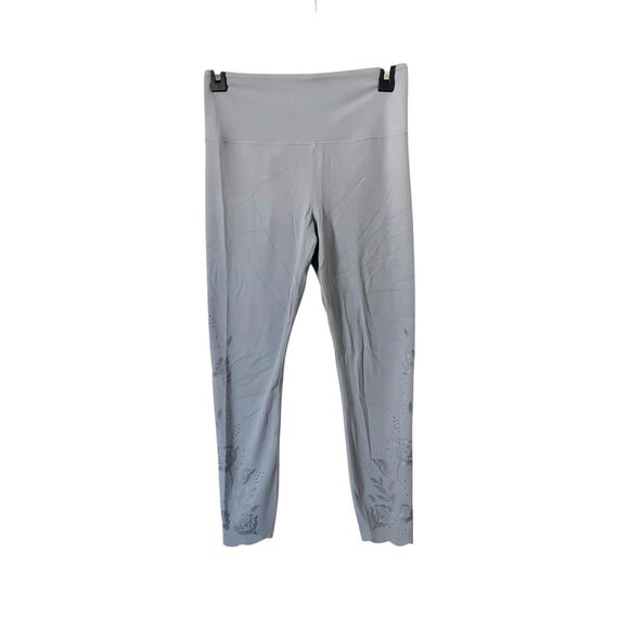 Athleta Gray Elation Eyelet Floral 7/8 Tight Athletic Leggings Size Small - Picture 1 of 4